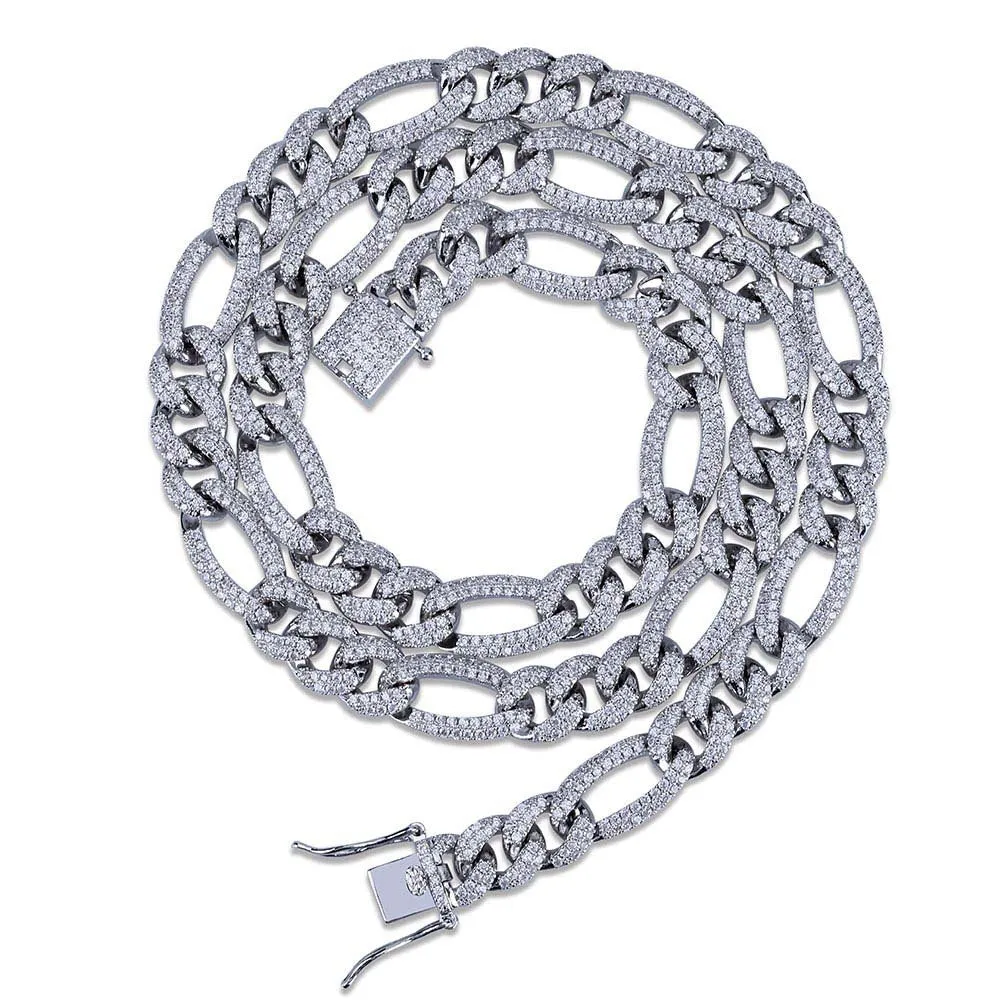 Iced out Figaro link hiphop cuban chain and bracelet