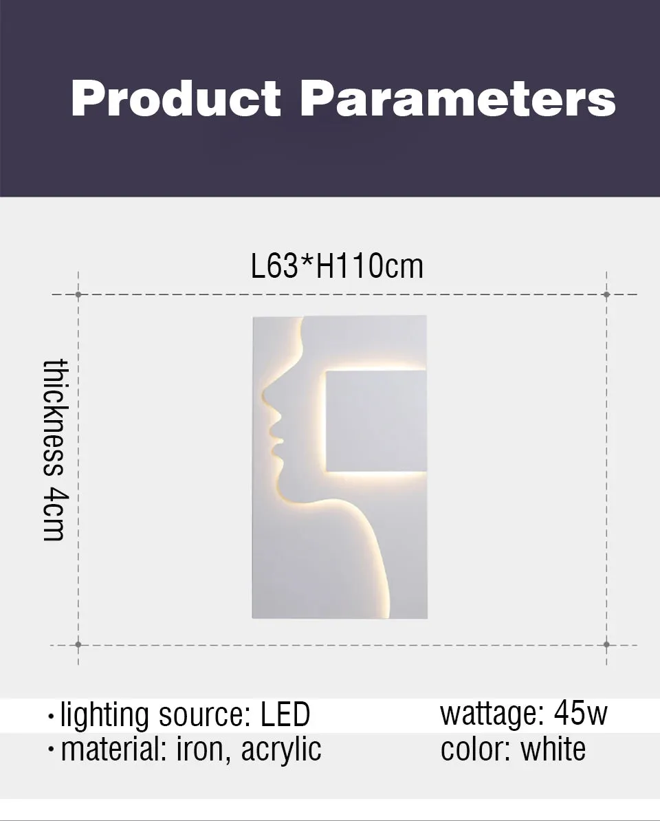 IIS Creative Indoor Wall Sconce Face Profile Art light LED