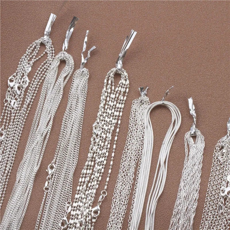 JC - Sterling Silver Chain: 925 silver necklace, available in Rolo, Bead, and Figaro designs