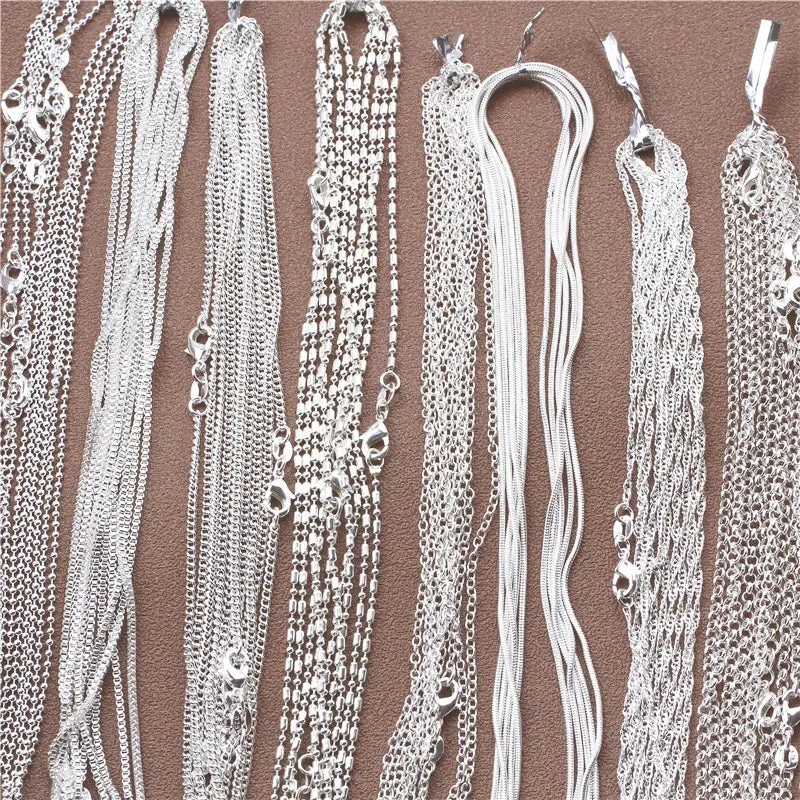 JC - Sterling Silver Chain: 925 silver necklace, available in Rolo, Bead, and Figaro designs