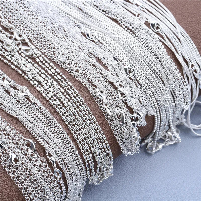 JC - Sterling Silver Chain: 925 silver necklace, available in Rolo, Bead, and Figaro designs