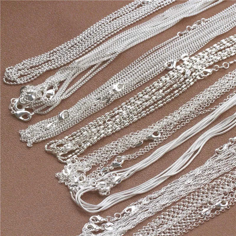 JC - Sterling Silver Chain: 925 silver necklace, available in Rolo, Bead, and Figaro designs