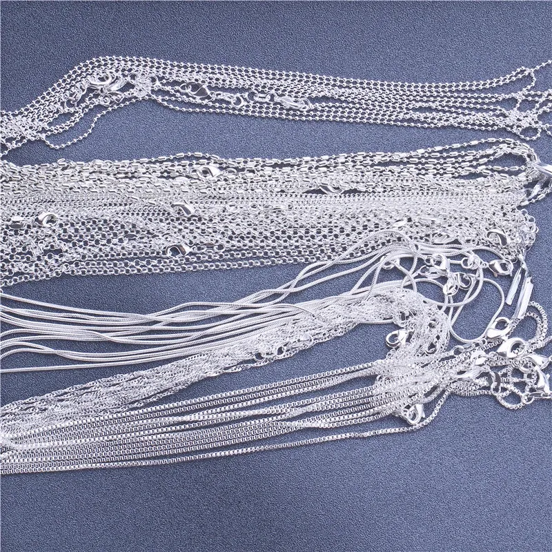 JC - Sterling Silver Chain: 925 silver necklace, available in Rolo, Bead, and Figaro designs