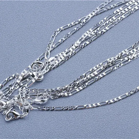 JC - Sterling Silver Chain: 925 silver necklace, available in Rolo, Bead, and Figaro designs