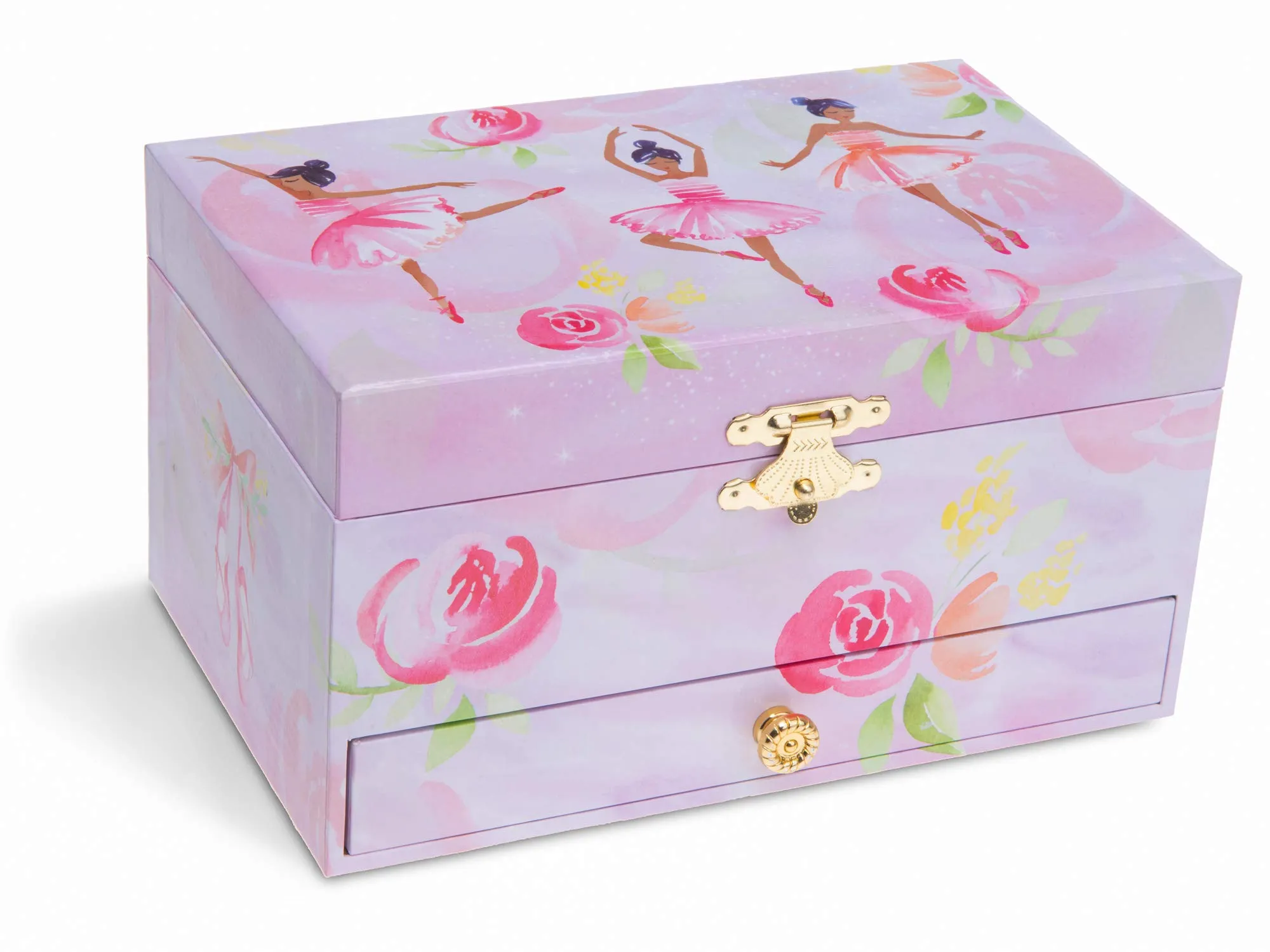 Jewelkeeper Girl's Musical Jewelry Storage Box with Pullout Drawer, Ballerina and Roses