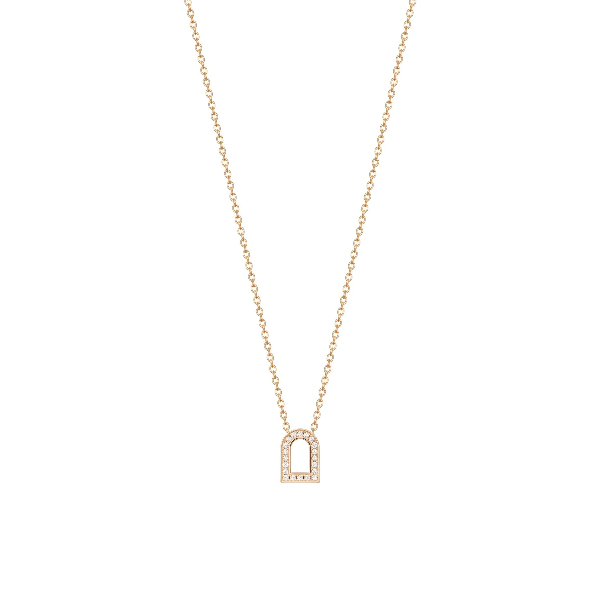 L'Arc Voyage Charm PM Chain Necklace, 18k Rose Gold with Galerie Diamonds