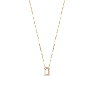 L'Arc Voyage Charm PM Chain Necklace, 18k Rose Gold with Galerie Diamonds