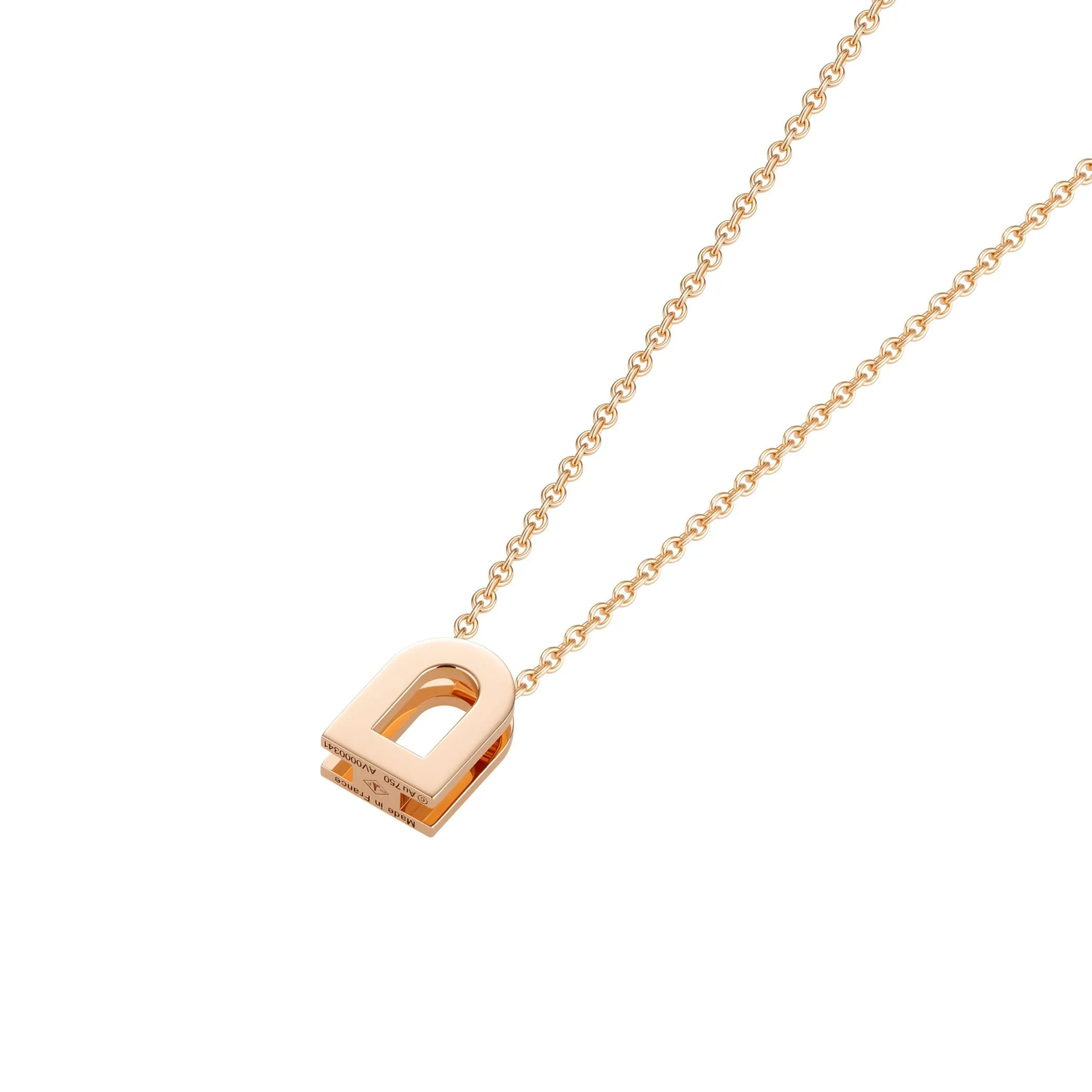 L'Arc Voyage Charm PM Chain Necklace, 18k Rose Gold with Galerie Diamonds