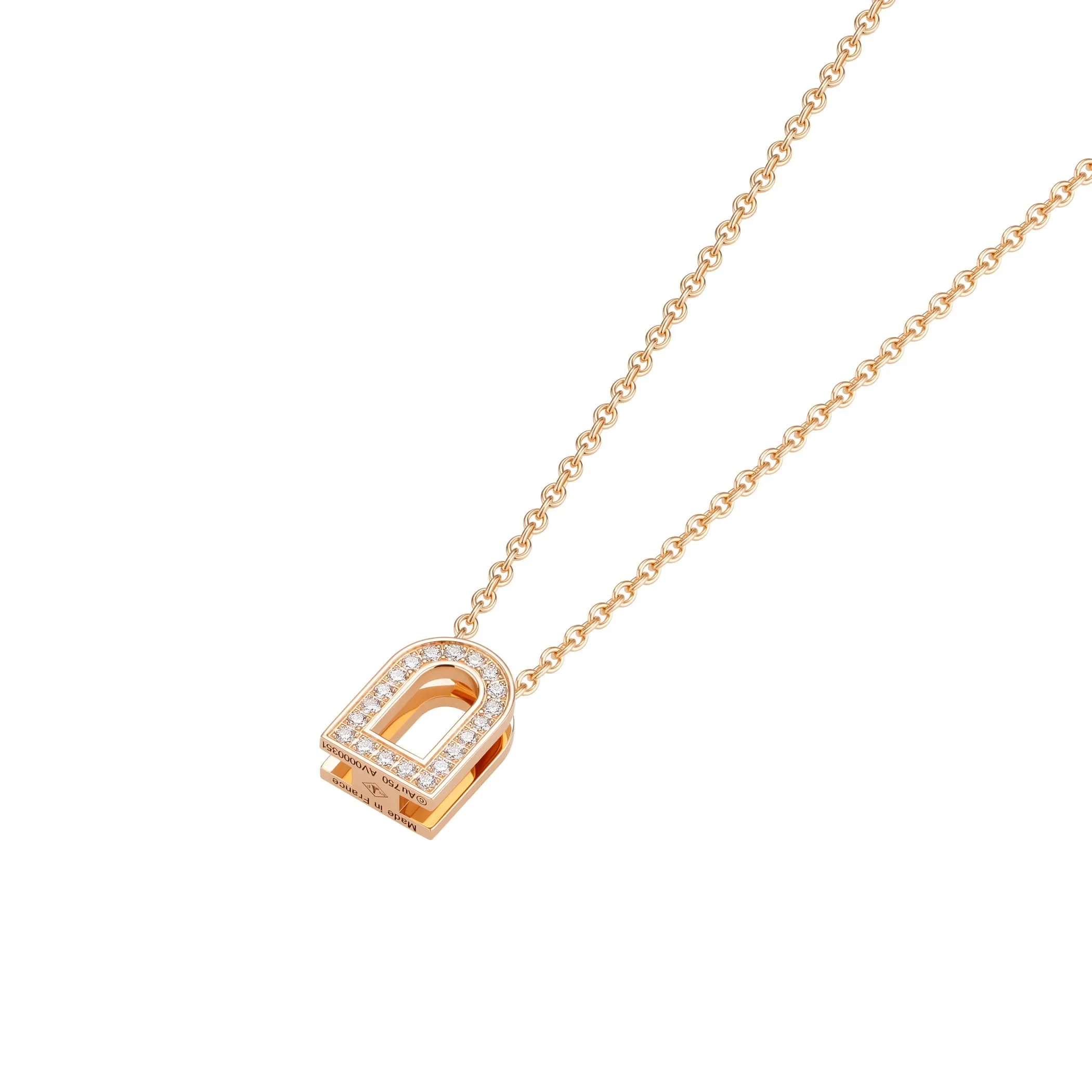 L'Arc Voyage Charm PM Chain Necklace, 18k Rose Gold with Galerie Diamonds