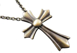 Mens Antiques Gold Plated Stainless Steel Cross Pendant