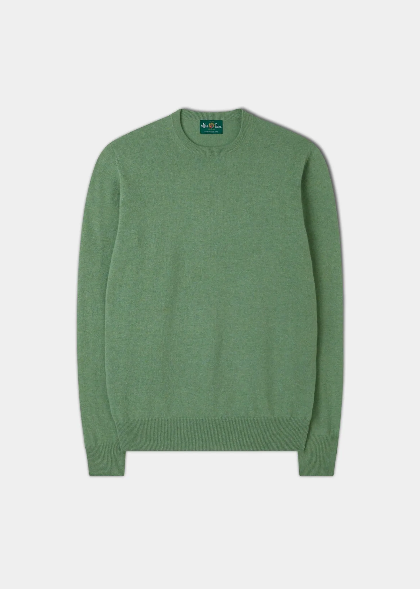 Men's Geelong Lambswool Crew Neck Jumper In Sage - Regular Fit