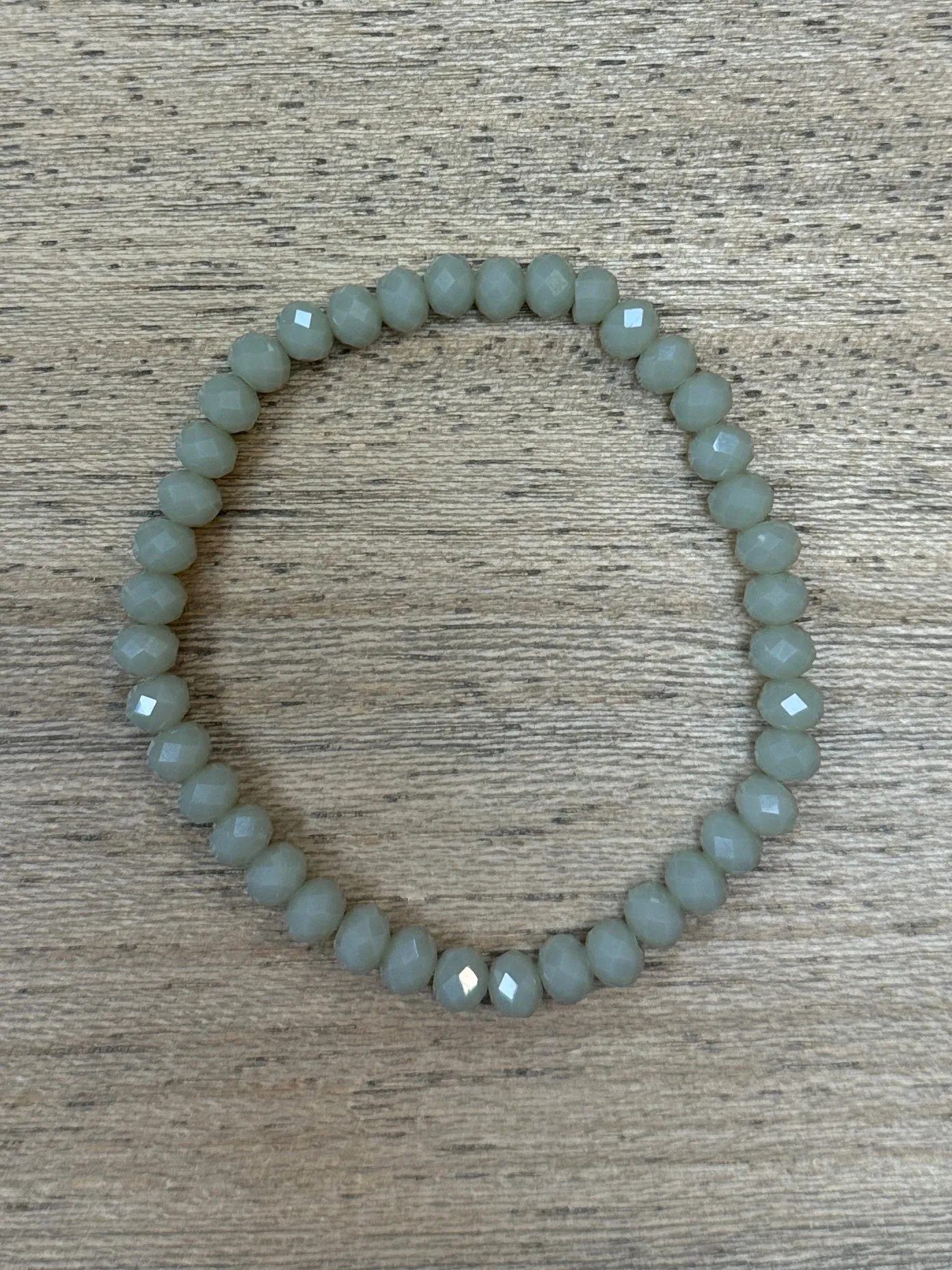 Mossy Green Faceted Rondelle 6mm Bracelet
