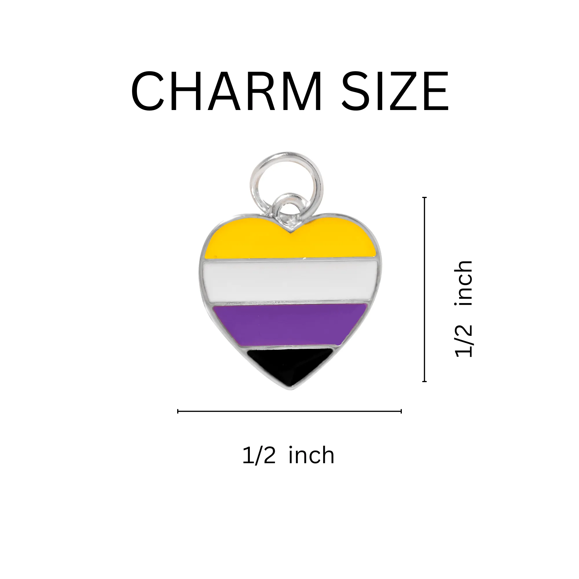 Nonbinary Flag Colored Heart Retractable Charm Bracelets