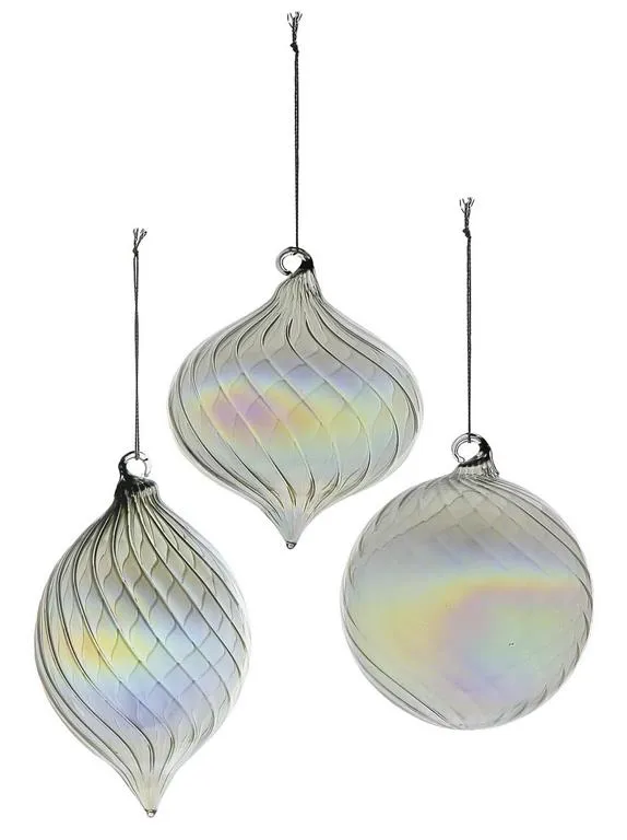 Opalescent Swirl Glass Ornament - 3 Styles
