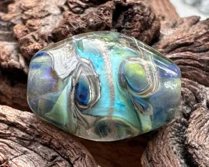 Pacific Blue Swirl Lampwork Focal Bead SRA