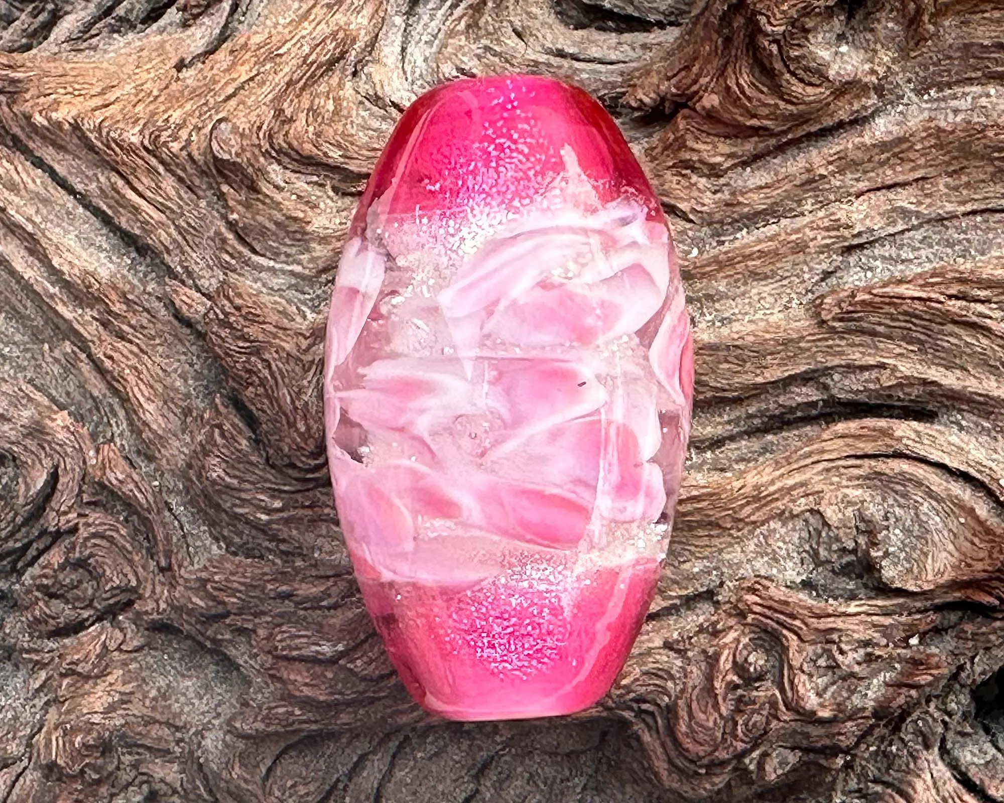 Pink Dichroic Rose Floral Lampwork Focal Bead SRA