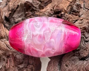Pink Dichroic Rose Floral Lampwork Focal Bead SRA