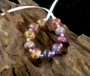 Pink Purple Lampwork Mini Beads Set SRA