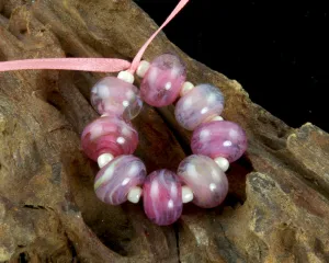 Pink Swirl Lampwork Beads Set SRA