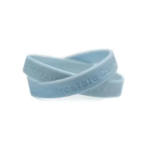 Prostate Cancer Awareness Light Blue Rubber Bracelet Wristband - XL 9"