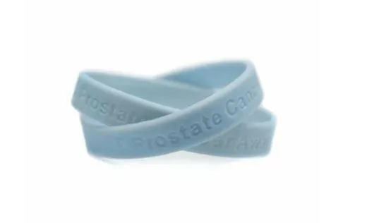 Prostate Cancer Awareness Light Blue Rubber Bracelet Wristband - XL 9"