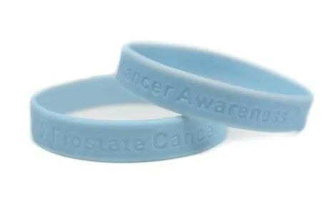Prostate Cancer Awareness Light Blue Rubber Bracelet Wristband - XL 9"