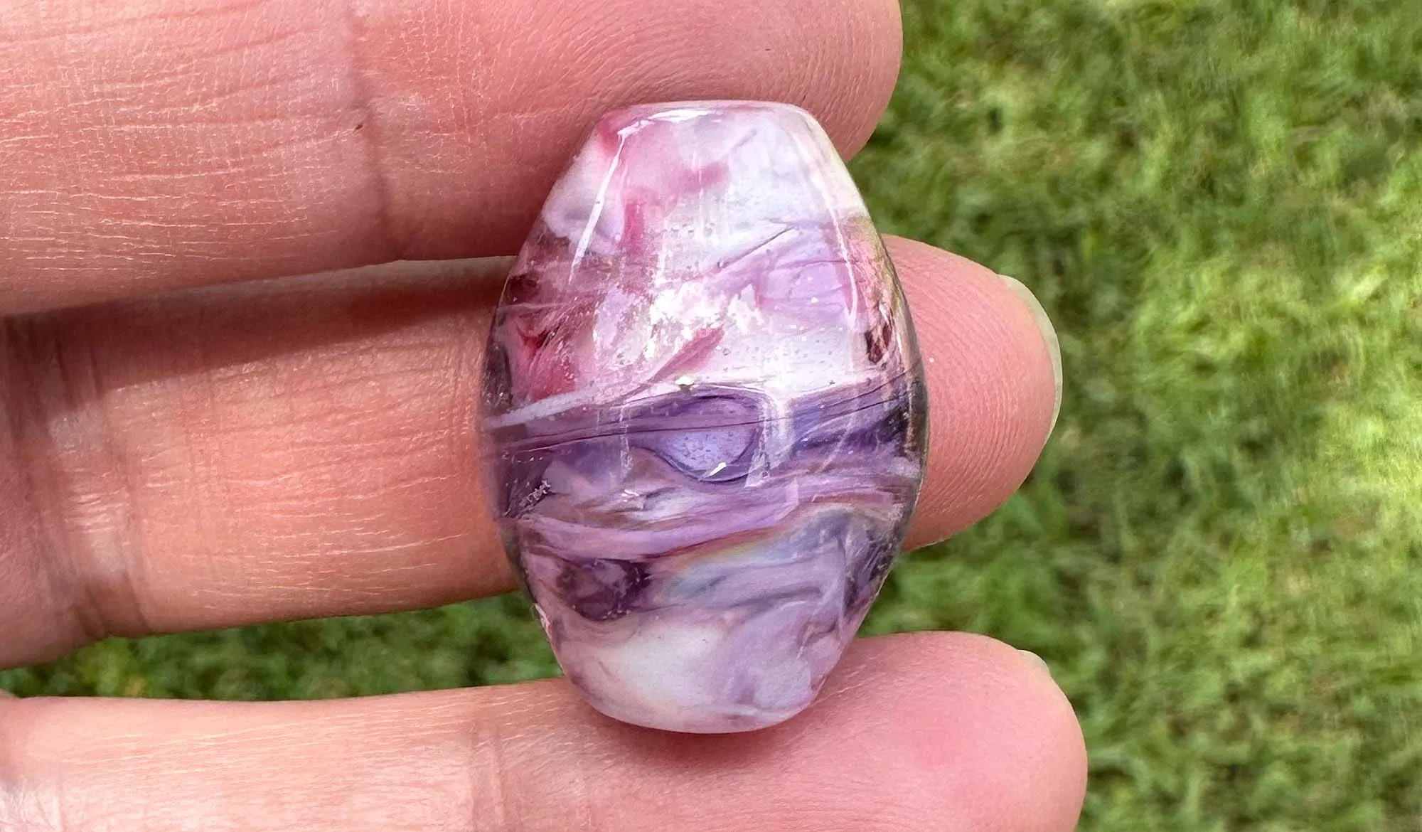 Purple & Pink Swirl Lampwork Focal Bead SRA