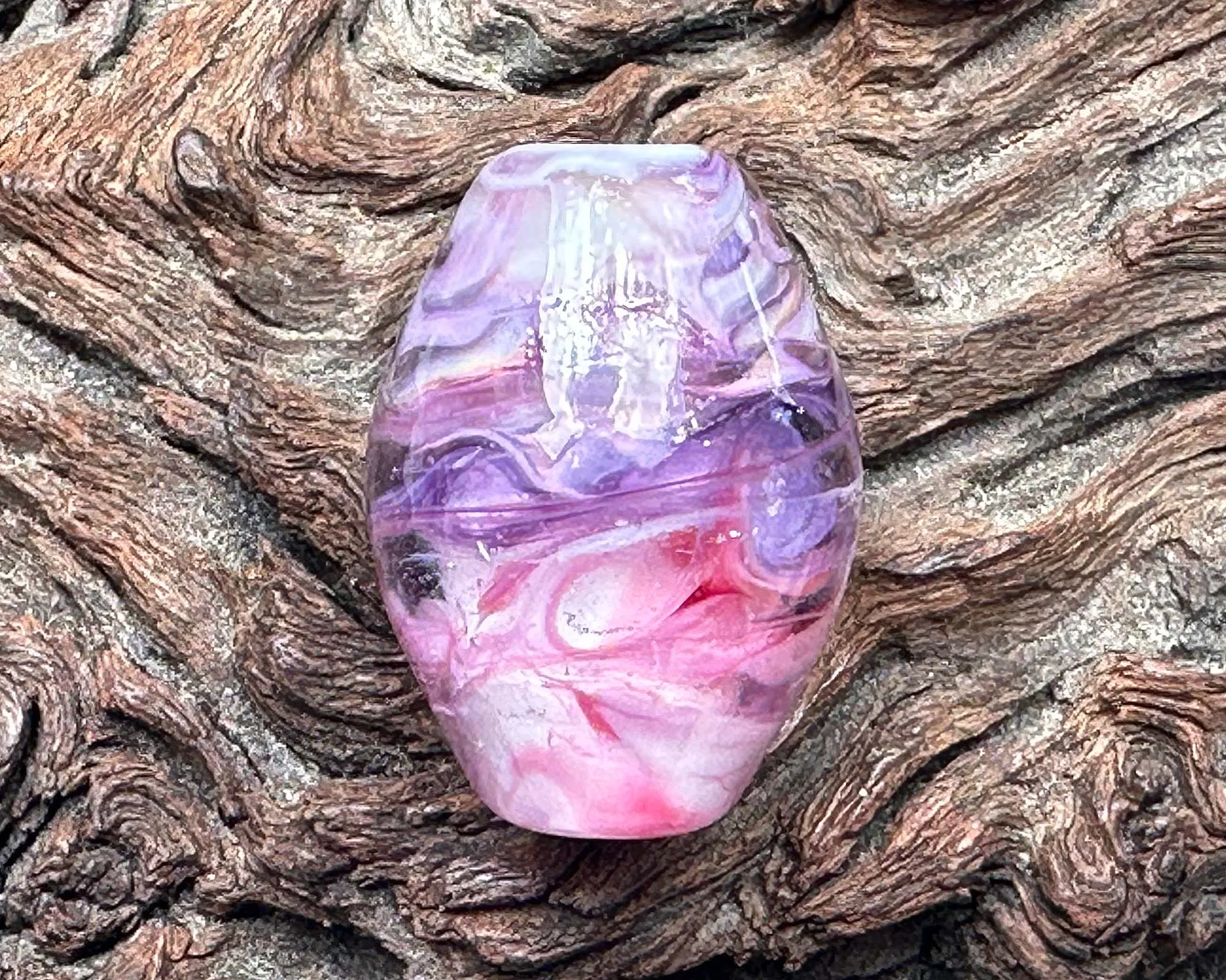 Purple & Pink Swirl Lampwork Focal Bead SRA