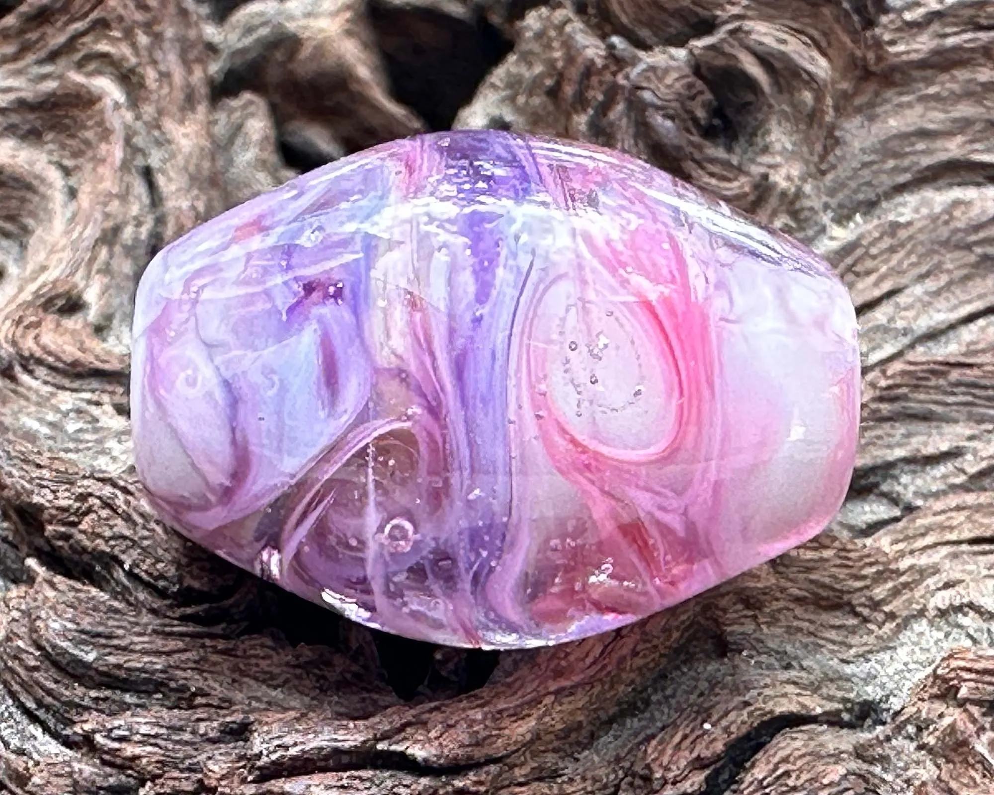 Purple & Pink Swirl Lampwork Focal Bead SRA