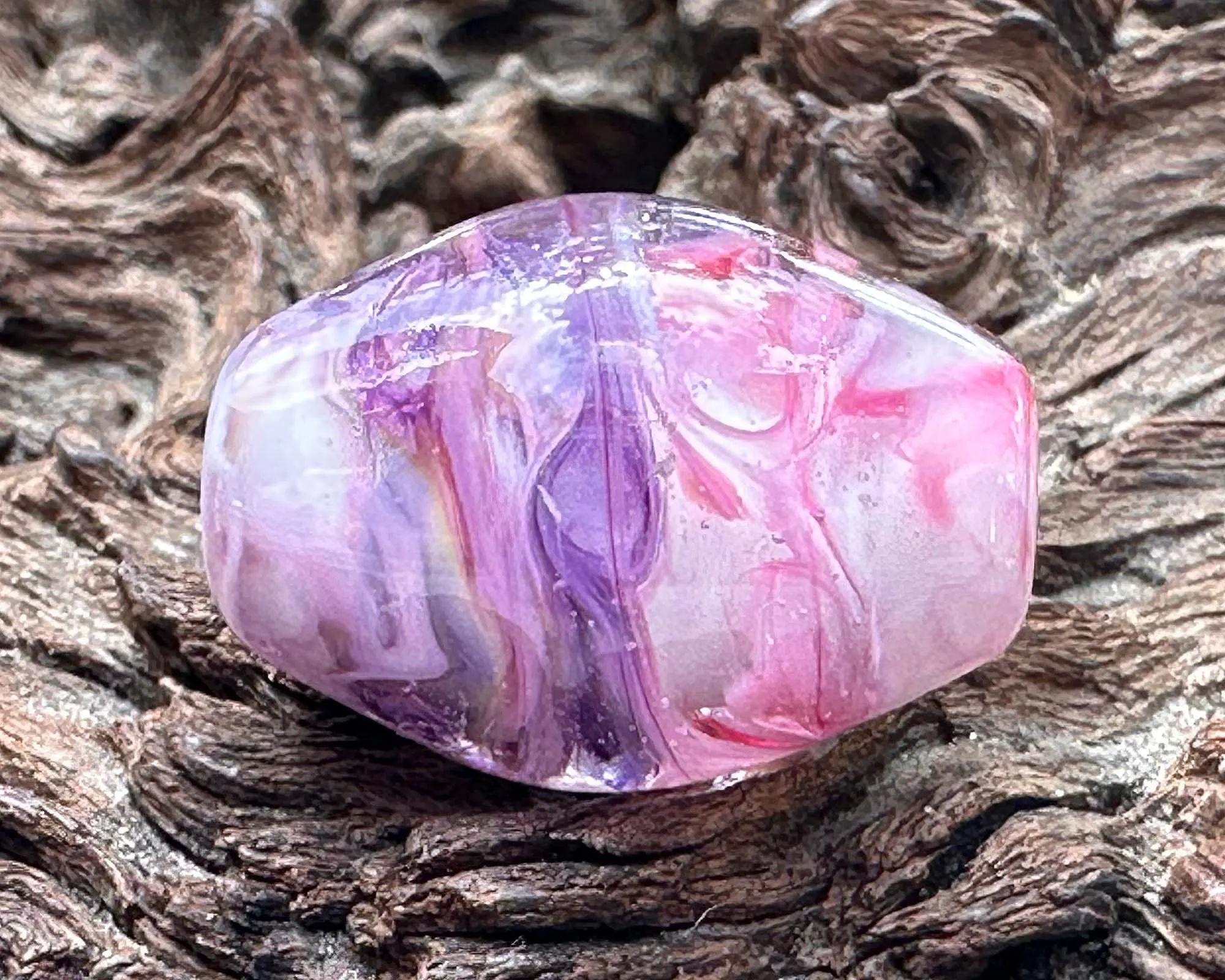 Purple & Pink Swirl Lampwork Focal Bead SRA