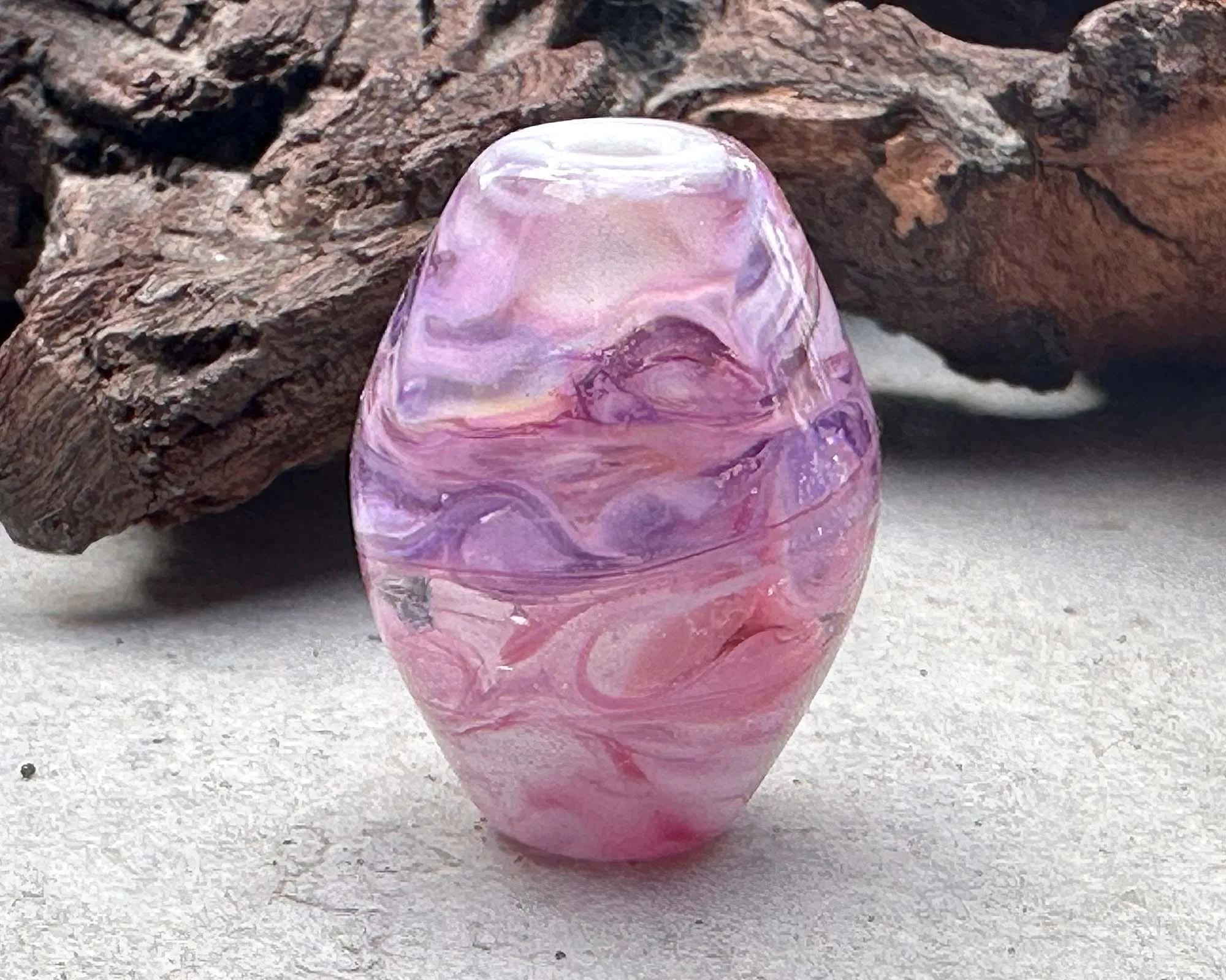 Purple & Pink Swirl Lampwork Focal Bead SRA