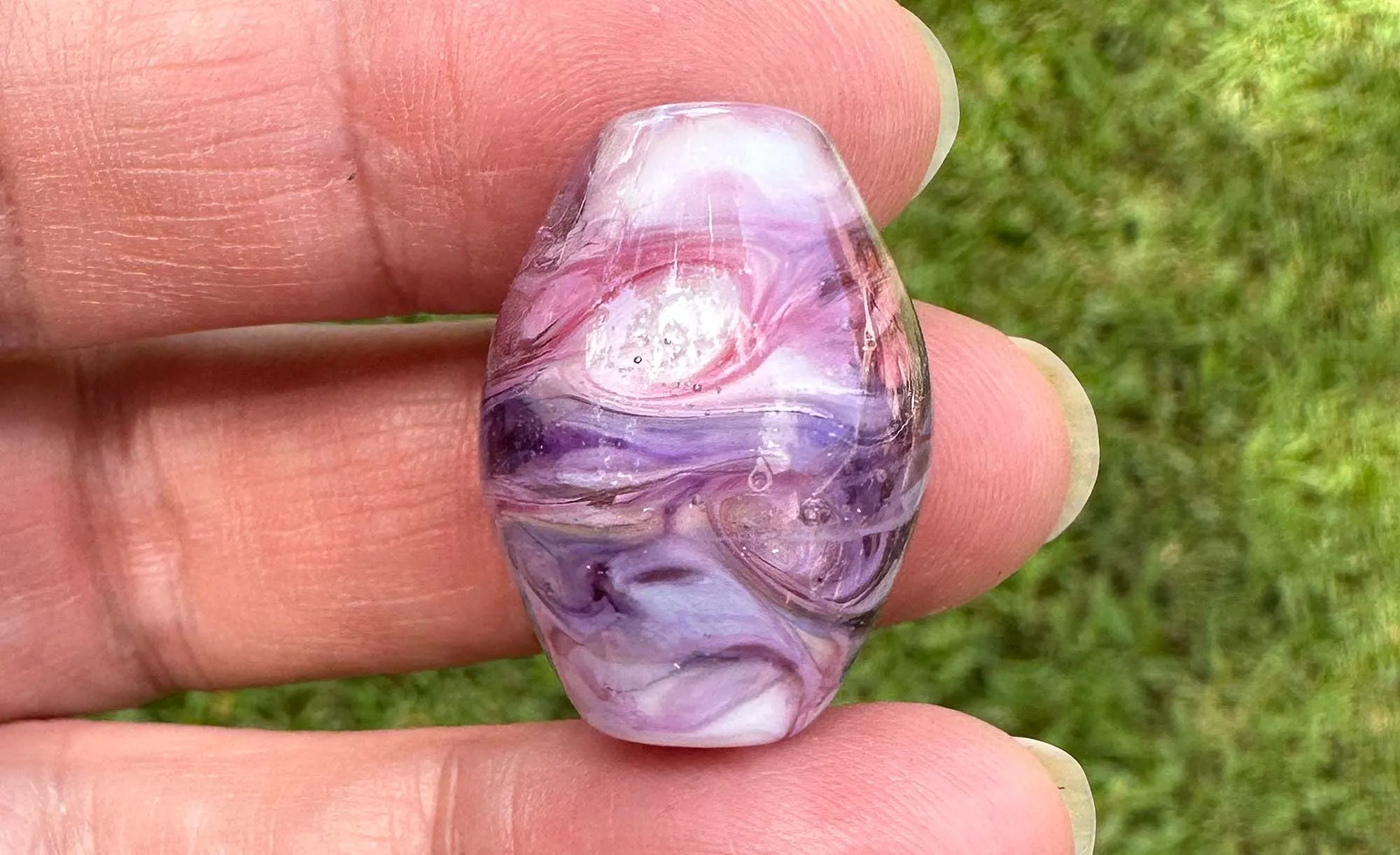 Purple & Pink Swirl Lampwork Focal Bead SRA