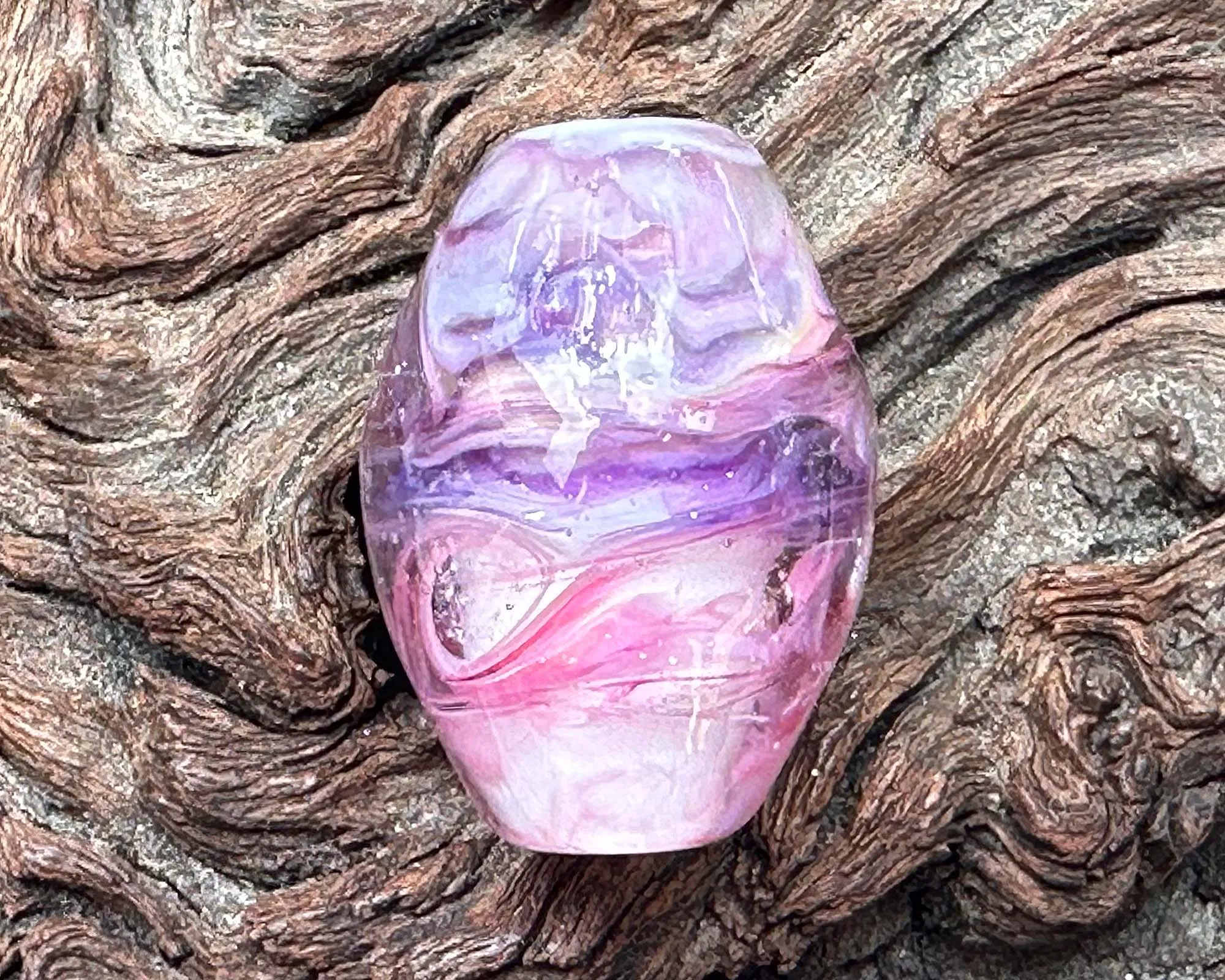 Purple & Pink Swirl Lampwork Focal Bead SRA