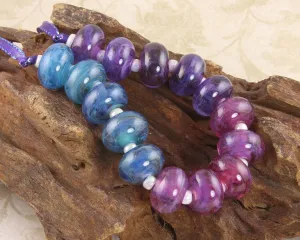 Purple Pink Blue Lampwork Beads Set SRA