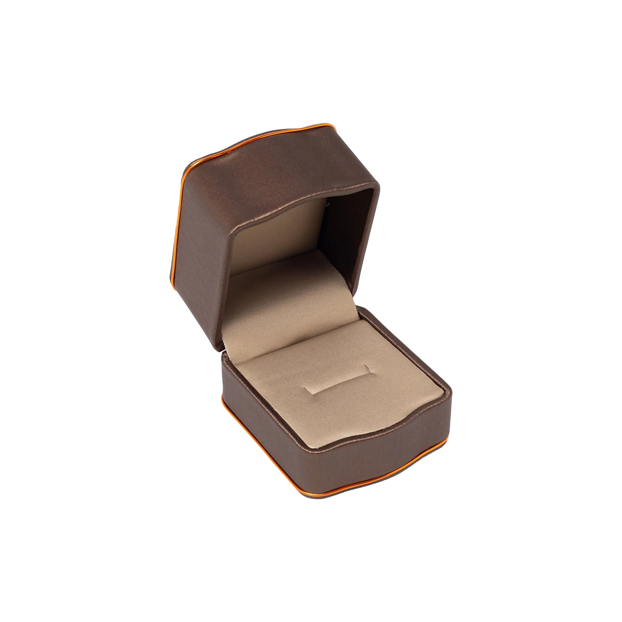 Rose Gold Trim Ring Box Brown