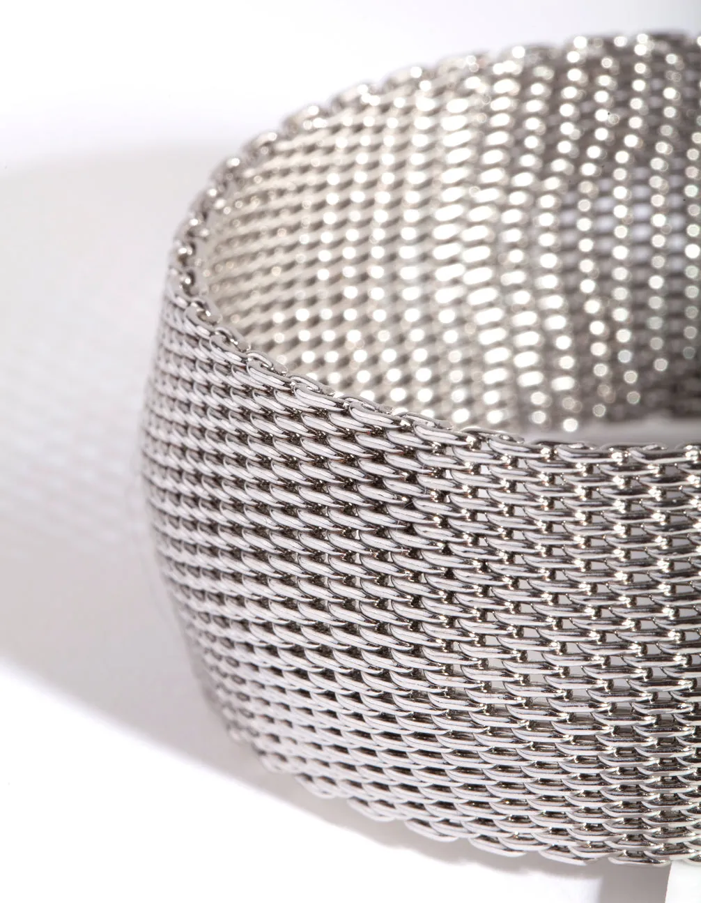 Silver Wide Mesh Bangle