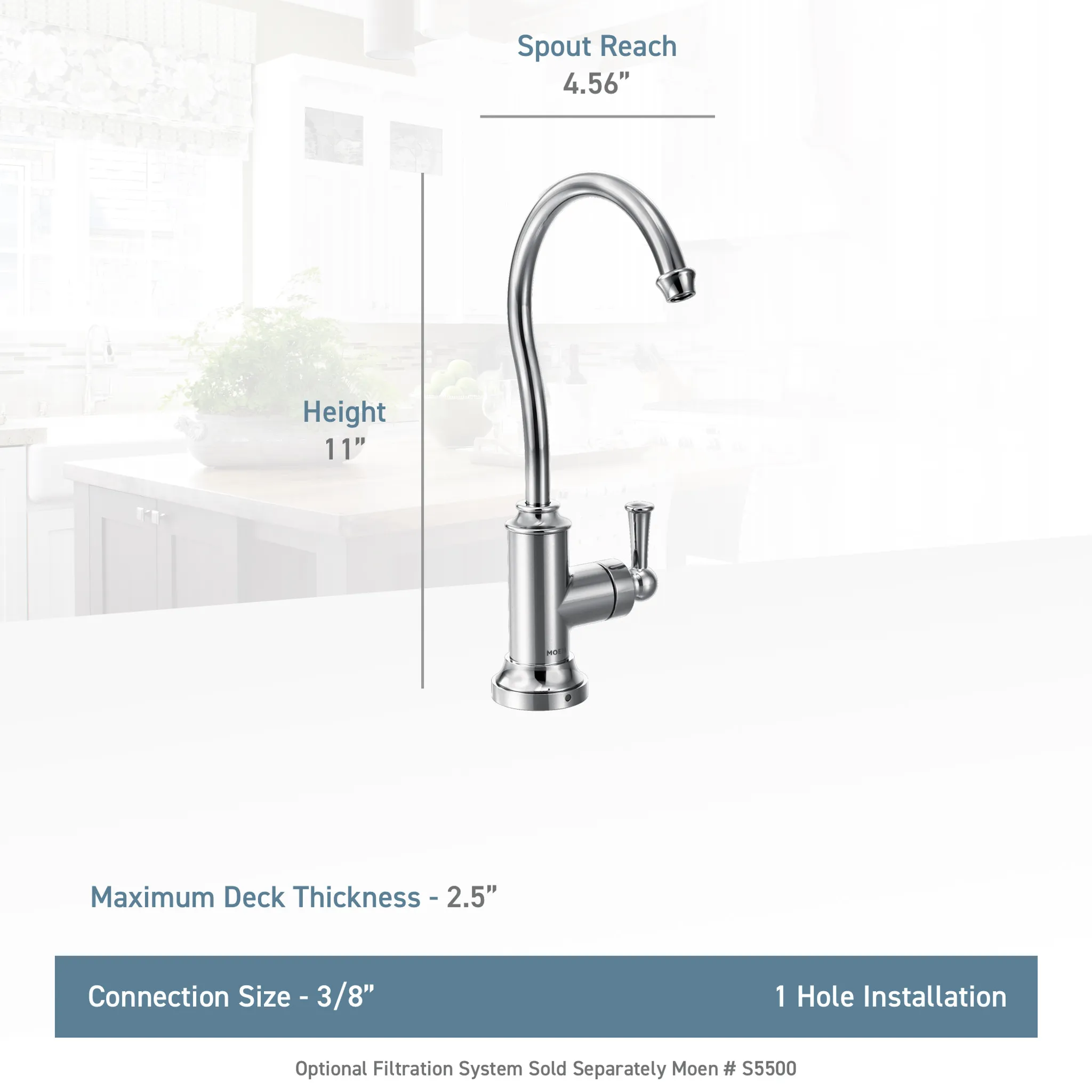 Sip Traditional Chrome One-Handle High Arc Beverage Faucet