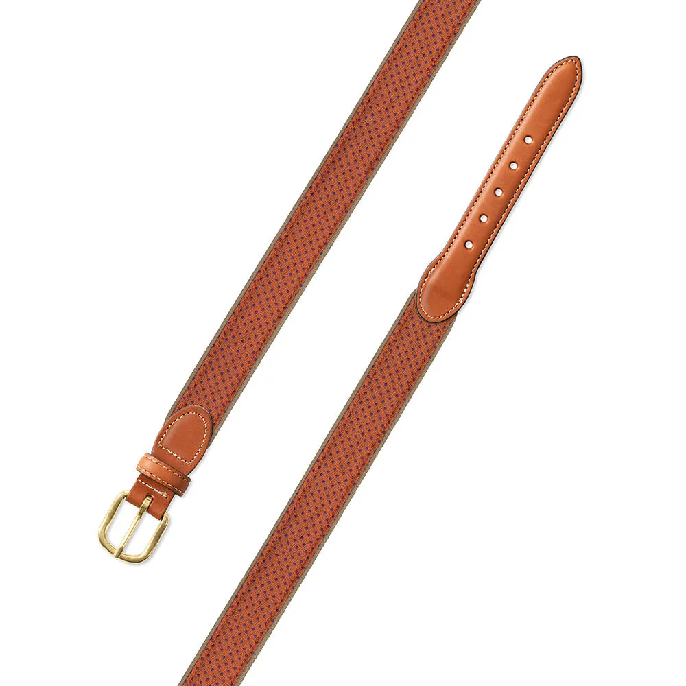 Small Squares in Orange Silk Leather Tab Belt