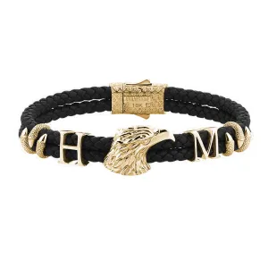 Statement Eagle Leather Bracelet in Gold