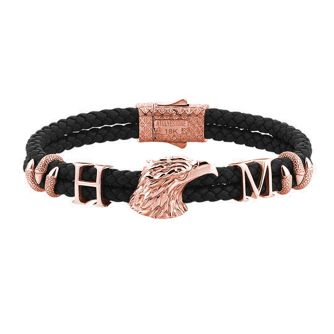 Statement Eagle Leather Bracelet in Gold