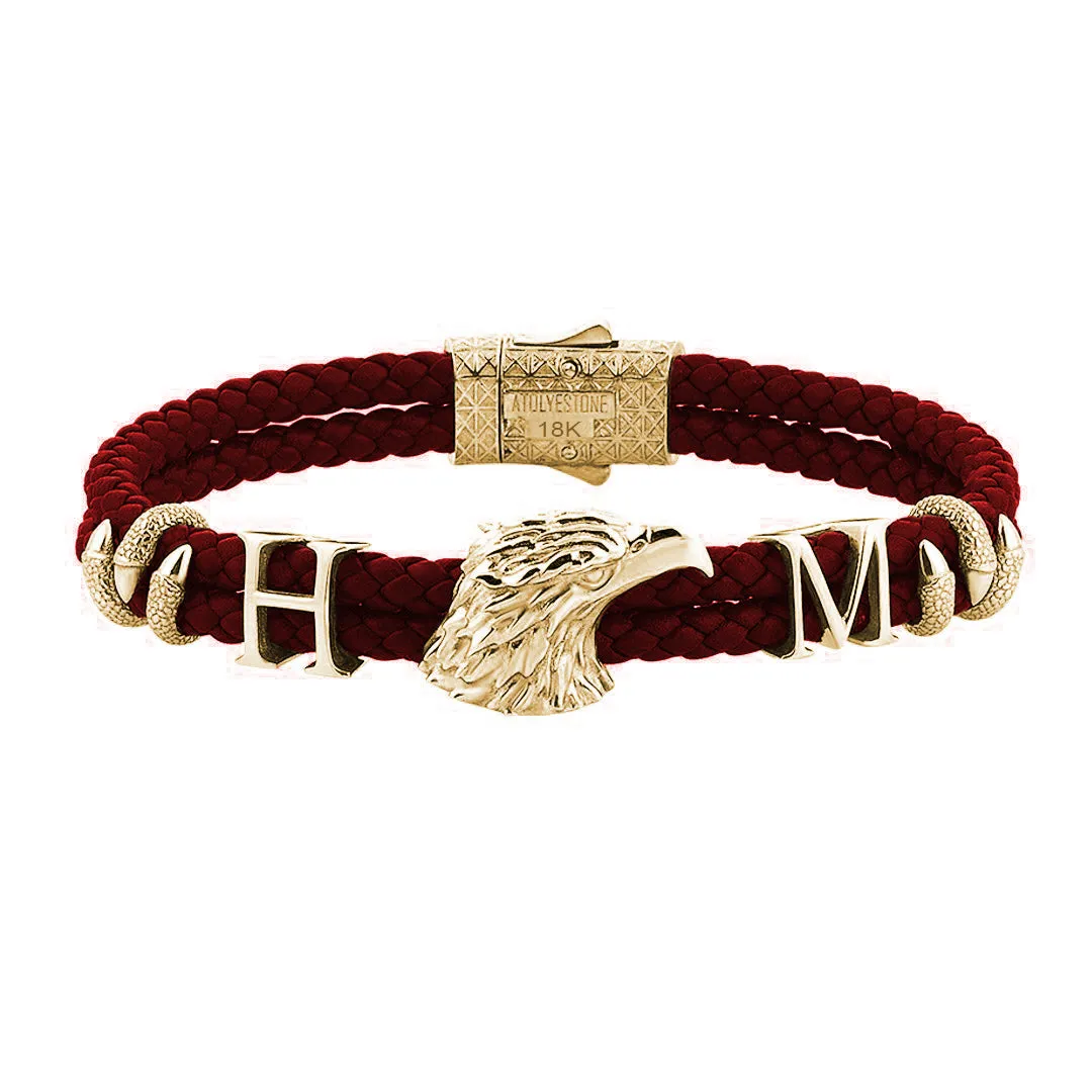 Statement Eagle Leather Bracelet in Gold