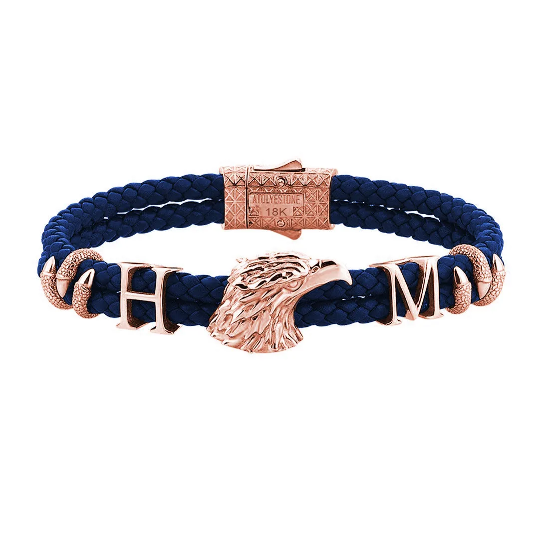 Statement Eagle Leather Bracelet in Gold