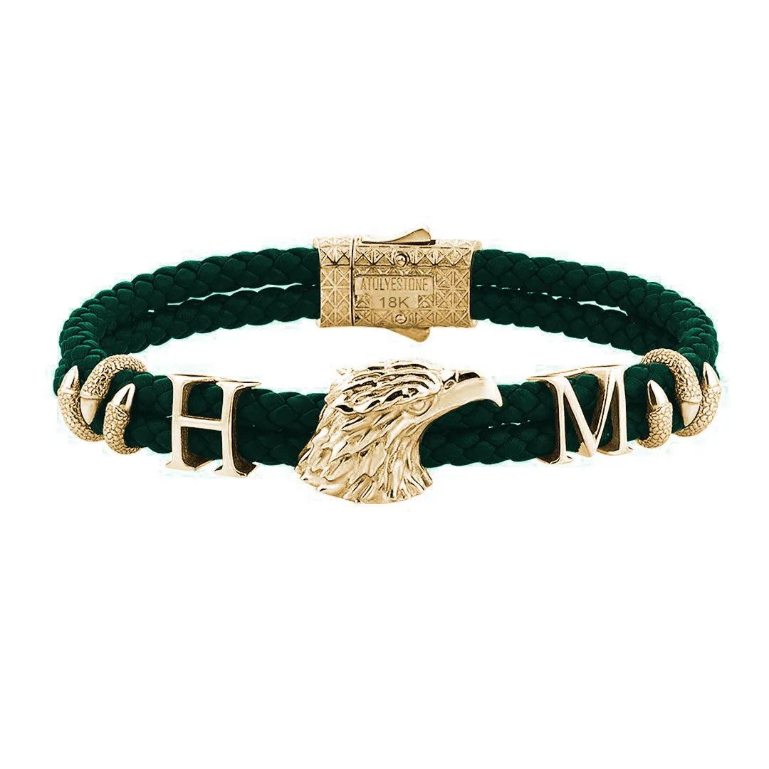 Statement Eagle Leather Bracelet in Gold