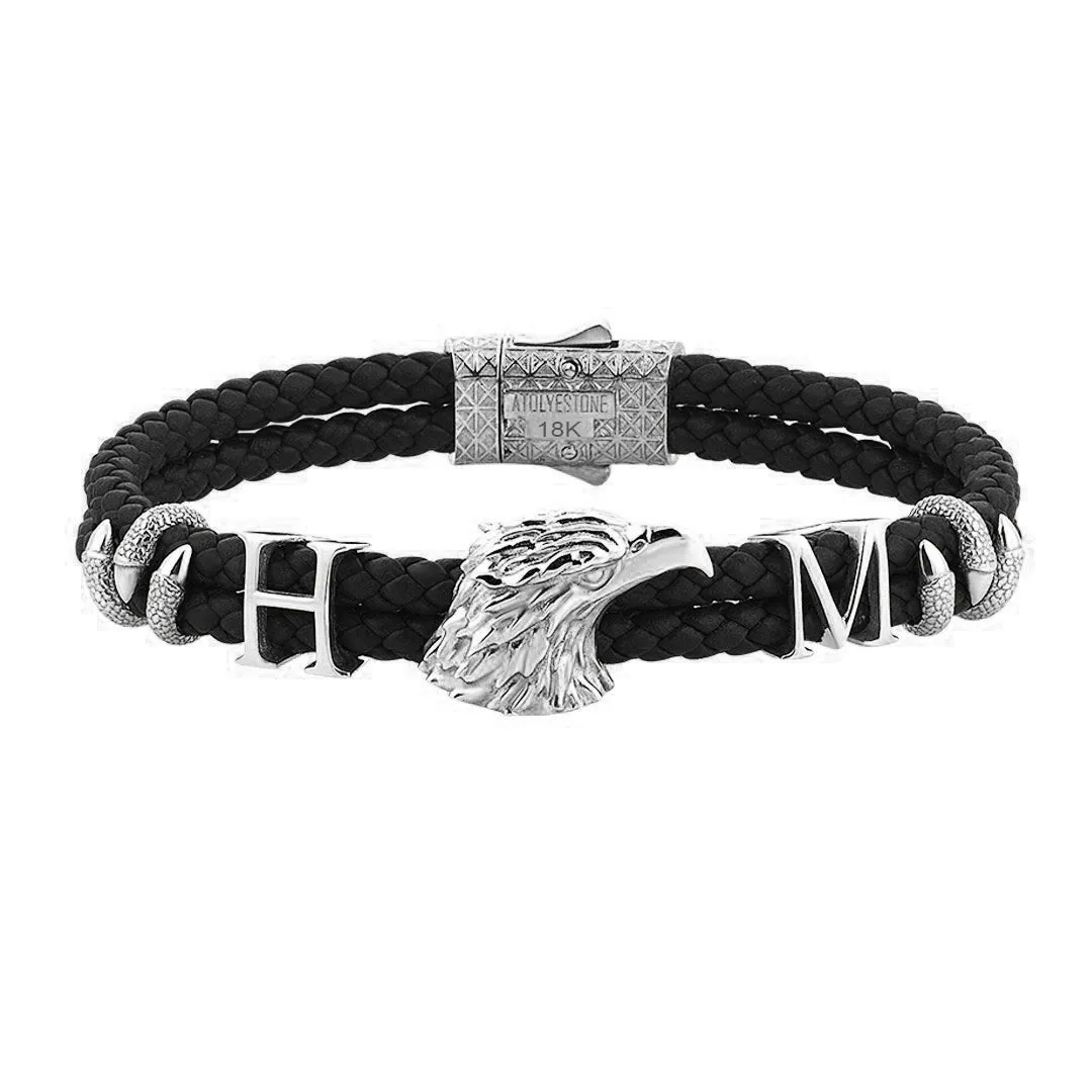 Statement Eagle Leather Bracelet in Gold