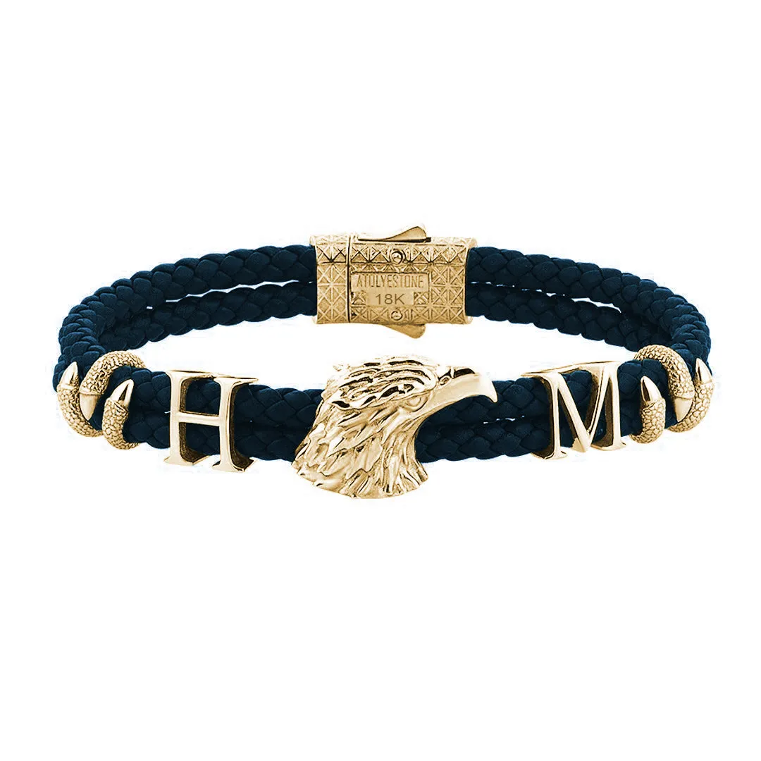 Statement Eagle Leather Bracelet in Gold